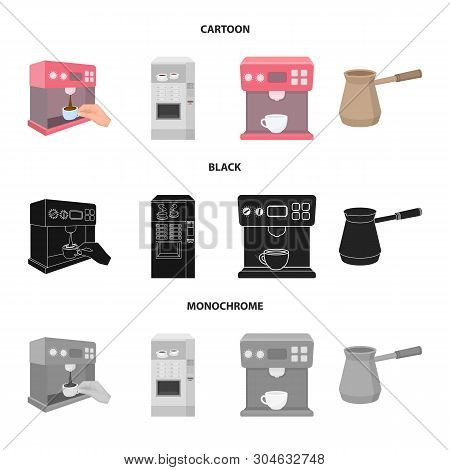 Vector Illustration Of Coffee And Machine Symbol. Collection Of Coffee And Kitchen Stock Vector Illu