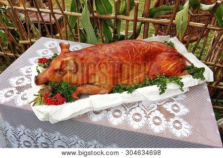 Fried Pig On A Tray.