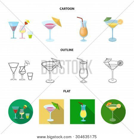 Vector Design Of Cocktail And Menu Icon. Set Of Cocktail And Margarita Stock Vector Illustration.