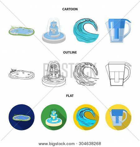 Vector Illustration Of Water And Drop Symbol. Set Of Water And Splash Vector Icon For Stock.