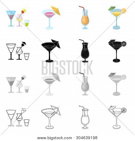 Vector Illustration Of Cocktail And Menu Symbol. Collection Of Cocktail And Margarita Vector Icon Fo