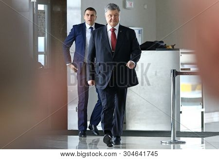 Boryspil, Ukraine - March 23, 2018: President Of Ukraine Petro Poroshenko Comes To The Ryanair Press