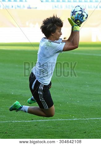 Kyiv, Ukraine - May 23, 2018: Goalkeeper Sarah Bouhaddi Of Olympique Lyonnais In Action During Train