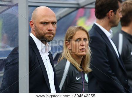 Kyiv, Ukraine - May 24, 2018: Stephan Lerch (l), Head Coach Of Vfl Wolfsburg Team During The Uefa Wo