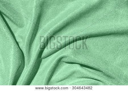 Mint Draped Fabric With Silver Lurex Thread