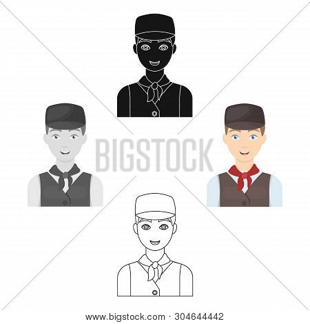 Belgian Guy In A Cap And Waistcoat.the Dark Belgian Wolf. Belgium Single Icon In Cartoon, Black Styl
