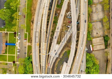Aerial View Of The Verrazzano-narrows Bridge In Brooklyn And Staten Island.