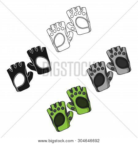 Gym Gloves Icon In Cartoon, Black Style Isolated On White Background. Sport And Fitness Symbol Stock