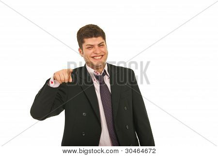あなたを指している笑いビジネス男