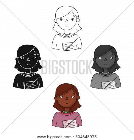 Teacher Icon In Cartoon, Black Style Isolated On White Background. People Of Different Profession Sy