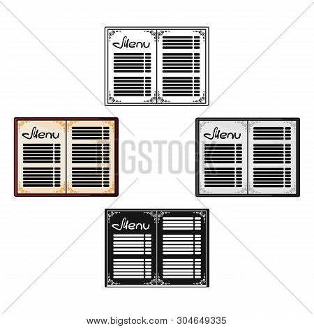 Menu Of The Restaurant Icon In Cartoon, Black Style Isolated On White Background. Restaurant Symbol 