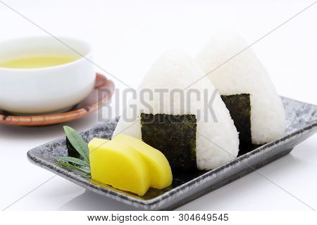 Onigiri, Japanese Food, Japanese Rice Ball, Rice Triangle With Seaweed