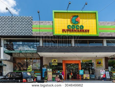 Ubud, Bali, Indonesia - February 26, 2019: Downtown Pedang Tegal, Ji. Hanoman Street, Commercial Dis