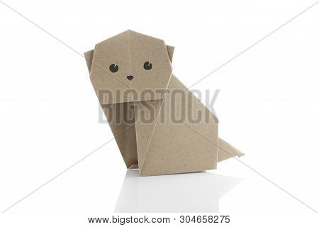 Origami Paper Dog By Recycle Papercraft In White Background