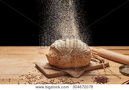 Fresh Homemade Bread On Wooden Background. Crisp. French Bread. Bread At Leaven. Unleavened Bread.