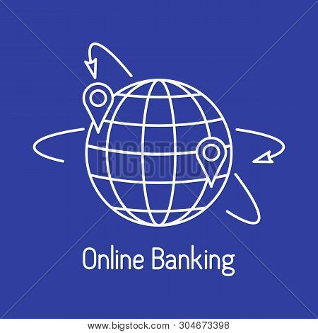 Vector Illustration With Arrows Around Planet Earth With Location. Electronic Payment, Internet Fina