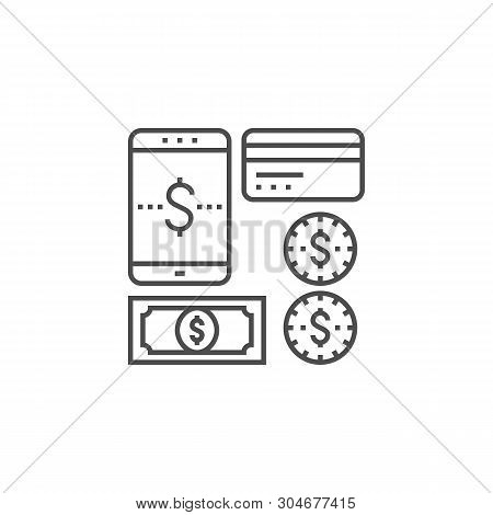 Payment Method Related Vector Thin Line Icon. Isolated On White Background. Editable Stroke. Vector 