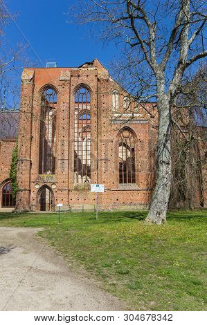 Dargun, Germany - April 17, 2019: Ruins Of The Klosterkirche Church In Dargun, Germany