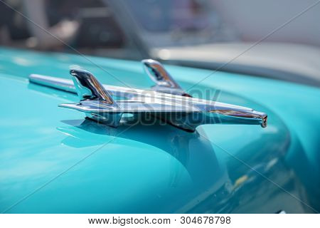 Ratzeburg, Germany - June 2, 2019: Plane From Chrome, The Hood Ornament Of A Chevrolet Automobile, C