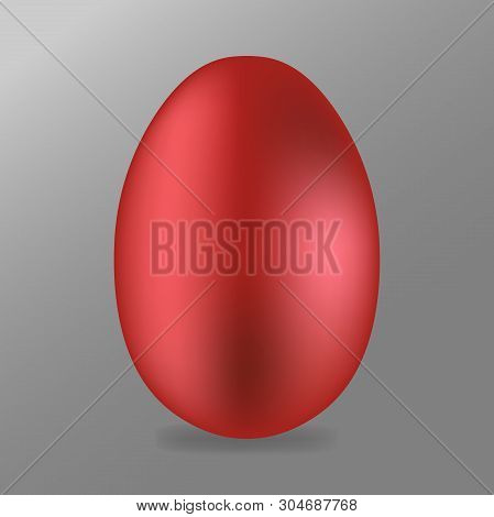 Vector Image Of 3d Egg.  Red Metallic Egg Icon.