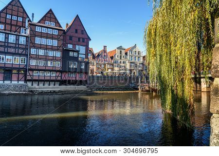 Luneburg, Germany - November 03, 2018: Old Historic Harbor Of Ilmenau River In Luneburg