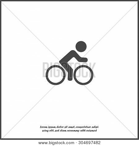 Vector Icon Of Cyclist, Sportsman On White Isolated Background.