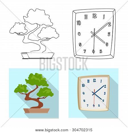 Vector Illustration Of Furniture And Work Symbol. Collection Of Furniture And Home Stock Symbol For 