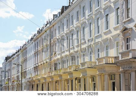 Facade Of Georgian Style Terraced Houses In London, Uk