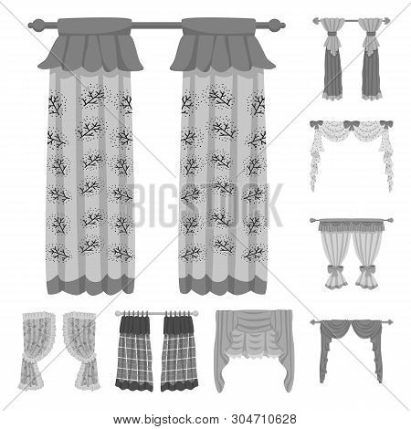 Vector Illustration Of Interior And Cornice Sign. Set Of Interior And Drapes Stock Vector Illustrati