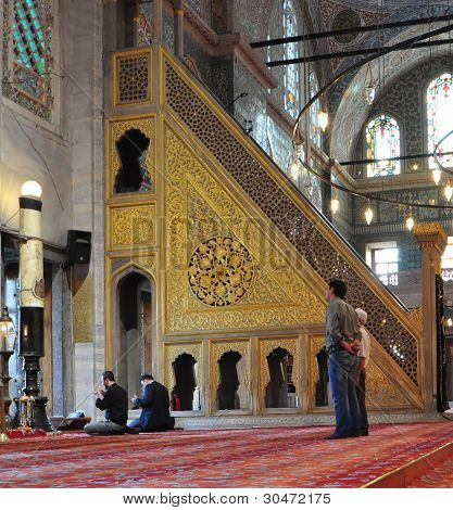 Koristeltu Mimber, sininen moskeija Istanbul