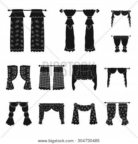 Vector Illustration Of Garter And Blinds Sign. Collection Of Garter And Drapery Stock Vector Illustr