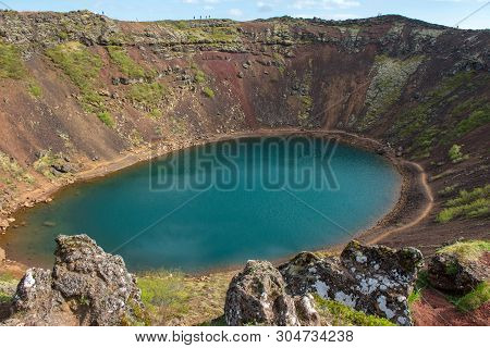 Kerid Crater Lake In The Golden Circle, Iceland