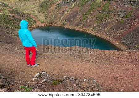 Kerid Crater Lake In The Golden Circle, Iceland