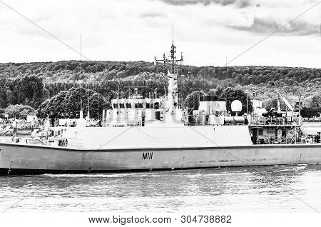 Rouen, France - July Circa, 2016. End Of The Armada .navy Boat Naval Transportation With Crew And Ca