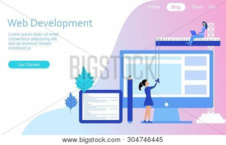 Flat Design Web Development Illustration Logo Vector