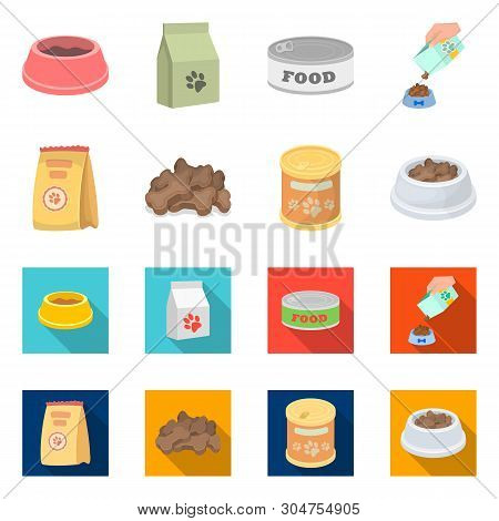 Vector Design Of Food  And Tin Logo. Set Of Food  And Bottle Stock Vector Illustration.