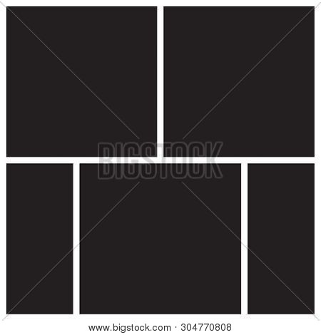 Vector Mood Board Of Five Frames. Photo Collage Templates.