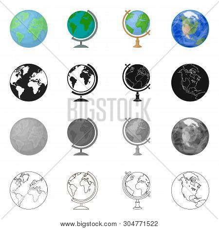 Isolated Object Of Globe And World Icon. Set Of Globe And Earth Stock Vector Illustration.