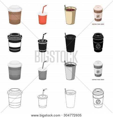 Isolated Object Of Coffee And Cup Logo. Set Of Coffee And Hot Vector Icon For Stock.