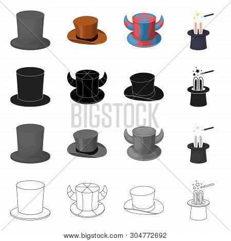 Vector Design Of Hat And Derby Logo. Collection Of Hat And Bonnet Stock Vector Illustration.