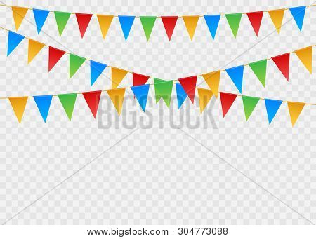 Birthday Party Invitation Banners. Set Of Flag Garlands. Vector Stock Illustration.
