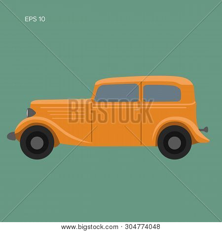 Old Vintage Retro Pre-war Car Vector Illustration. Exclusive Car