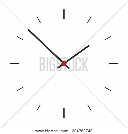 Simple Illustration Of Clock Face Without Numbers With Hour And Minute Hand, Isolated On White Backg