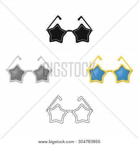 Glasses With Stars.fans Single Icon In Cartoon, Black Style Vector Symbol Stock Illustration.
