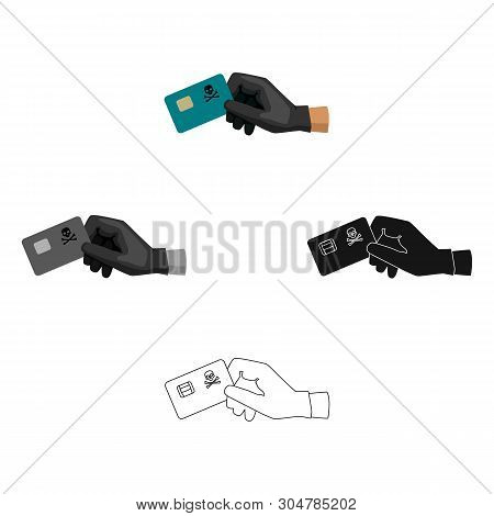 Credit Card Fraud Icon In Cartoon, Black Style Isolated On White Background. Hackers And Hacking Sym
