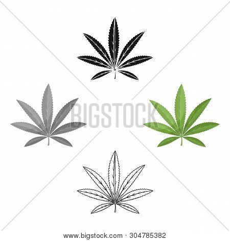 Green Leaf Of Hemp.hippy Single Icon In Cartoon, Black Style Vector Symbol Stock Illustration Web.