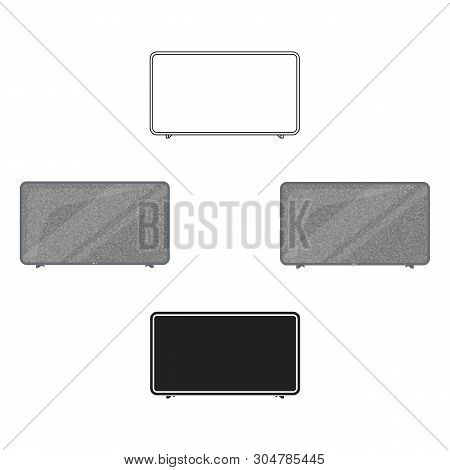 Lcd Television Icon In Cartoon, Black Style Isolated On White Background. Household Appliance Symbol