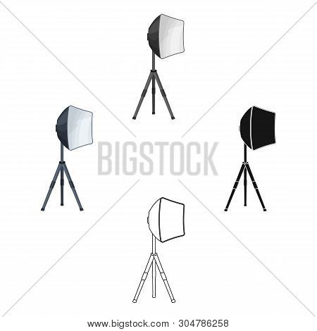 Lighting Device On A Tripod.making Movie Single Icon In Cartoon, Black Style Vector Symbol Stock Ill