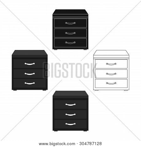 Office Filing Cabinet Icon In Cartoon, Black Style Isolated On White Background. Office Furniture An