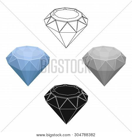Diamond Icon In Cartoon, Black Style Isolated On White Background. Precious Minerals And Jeweler Sym